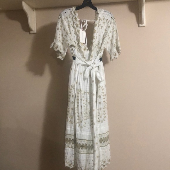 LOVESHACKFANCY Augusta velvet-trim metallic Dress - Picture 6 of 6